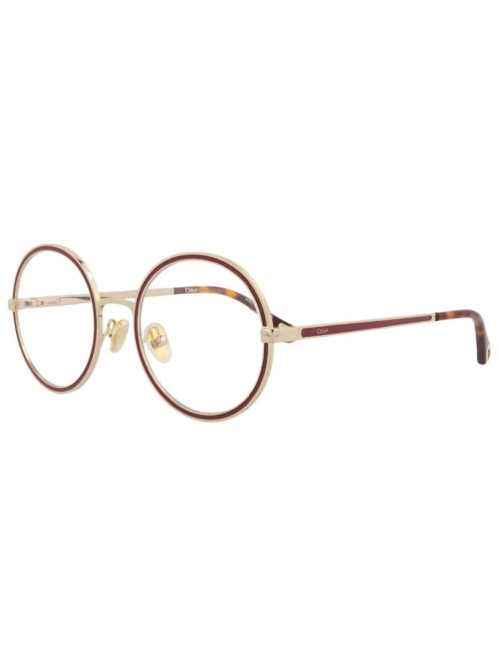 New Chloé Women's Eyeglasses Round Oval Metal Frame Gold Gold Transparent